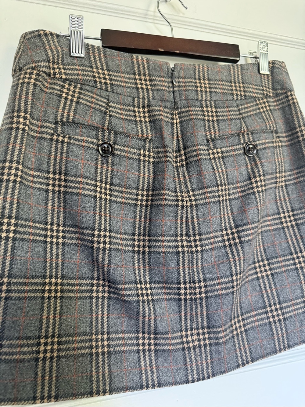 Vintage Y2K GAP Plaid Wool Mini Skirt in Yellow and Gray Dark Academia Sz 2 - Picture 5 of 11